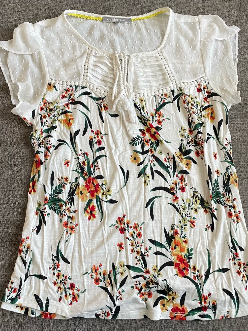 Daniel Rainn Floral Blouse Flutter Sleeves